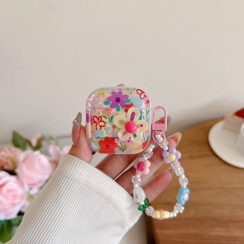 Carcasă TPU transparentă pentru Huawei FreeBuds Pro – design cu flori desen animate, execuție impresionantă