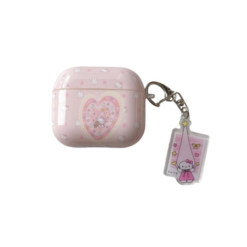 Silikonska futrola za AirPods s preklopnim srcima, zekom i mačkom – karikatura dizajn, gravirani motiv