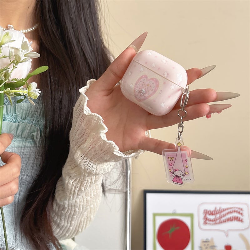 Silikonska futrola za AirPods s preklopnim srcima, zekom i mačkom – karikatura dizajn, gravirani motiv