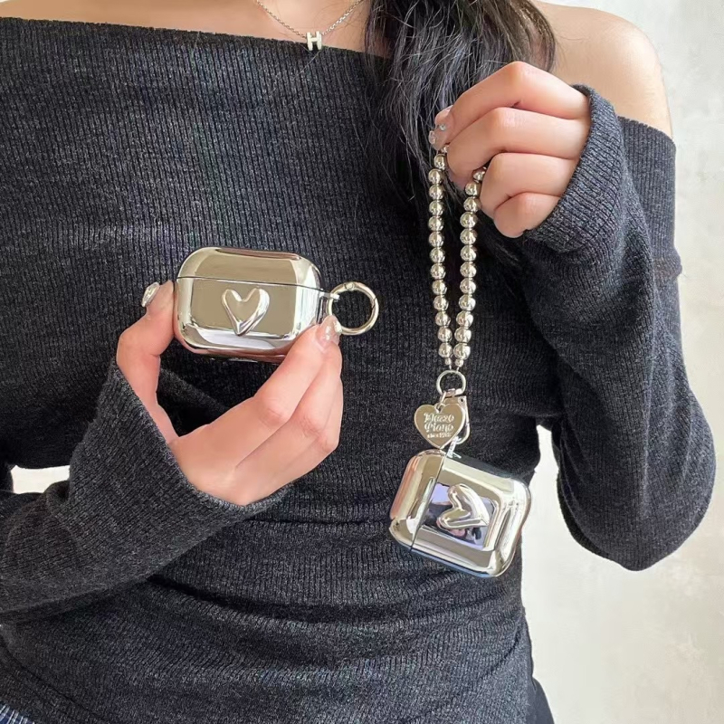 Carcasă de protecție AirPods Pro 2-a și 3-a generație - TPU, husă cu înveliș moale, lucrată manual, compatibil universal, motiv inimă, personalizabil