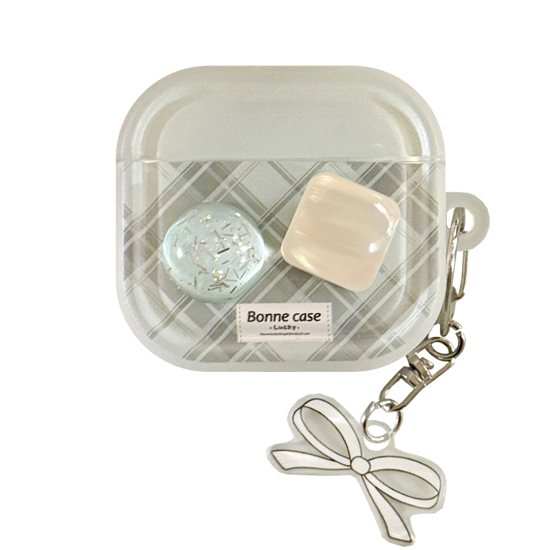 AirPods Pro 2 защитен калъф — 3D ледено-прозрачен каменен модел, TPU, полупрозрачен стил японско-корейски, спрей финиш, персонализиране, 1/2-верига с квилтинг
