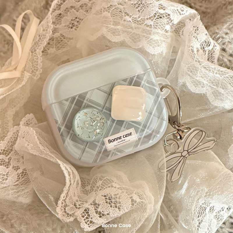 AirPods Pro 2 защитен калъф — 3D ледено-прозрачен каменен модел, TPU, полупрозрачен стил японско-корейски, спрей финиш, персонализиране, 1/2-верига с квилтинг