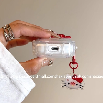 TPU zaštitna futrola za AirPods Pro 2 s 3D reljefom u Cartoon stilu Angry Hello Kitty, kompatibilna s AirPods 3 (4. generacija)