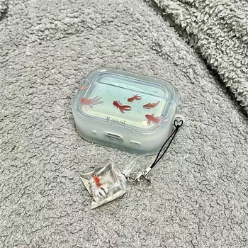 Zlatna ribica zaštitno kućište za AirPods 4 i AirPods Pro 2 – cartoon stil; materijal: Drugo; kompatibilni modeli: Drugo; 3. generacija