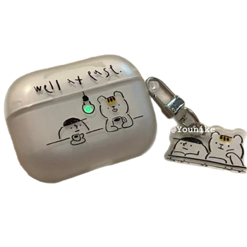 Zaštitna futrola AirPods Pro 3 s dizajnom medvjeda koji pije kavu, TPU, mat završetak, sprej završna obrada, kompatibilno s AirPods Pro 3