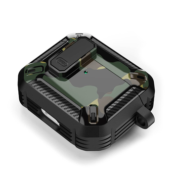 Kutija za AirPods Pro 2. generacije s kamuflažnim poklopcem prekidača, Mecha-Ins stil, TPU materijal, reljefna obrada, kompatibilno s Apple