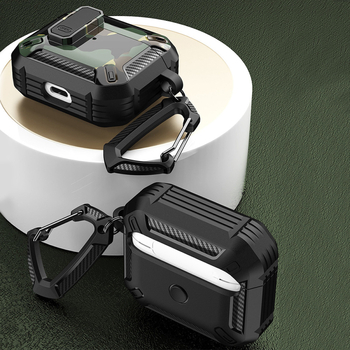 Kutija za AirPods Pro 2. generacije s kamuflažnim poklopcem prekidača, Mecha-Ins stil, TPU materijal, reljefna obrada, kompatibilno s Apple