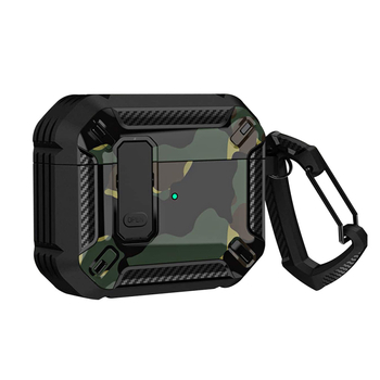 Kutija za AirPods Pro 2. generacije s kamuflažnim poklopcem prekidača, Mecha-Ins stil, TPU materijal, reljefna obrada, kompatibilno s Apple