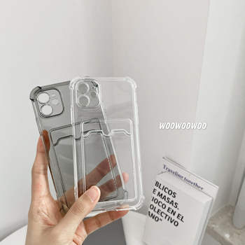 Carcasă transparentă cu buzunar pentru carduri pentru iPhone X/11/12/13/14 seria, TPU, anti-cadere, suport personalizare