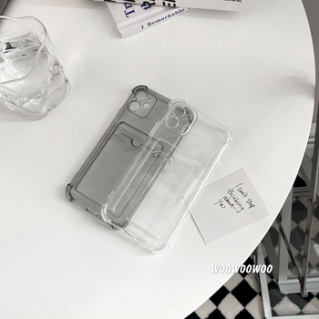 Carcasă transparentă cu buzunar pentru carduri pentru iPhone X/11/12/13/14 seria, TPU, anti-cadere, suport personalizare