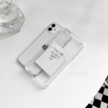 Carcasă transparentă cu buzunar pentru carduri pentru iPhone X/11/12/13/14 seria, TPU, anti-cadere, suport personalizare