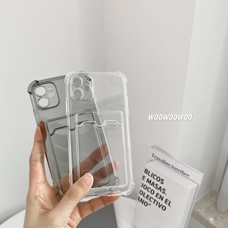 Carcasă transparentă cu buzunar pentru carduri pentru iPhone X/11/12/13/14 seria, TPU, anti-cadere, suport personalizare
