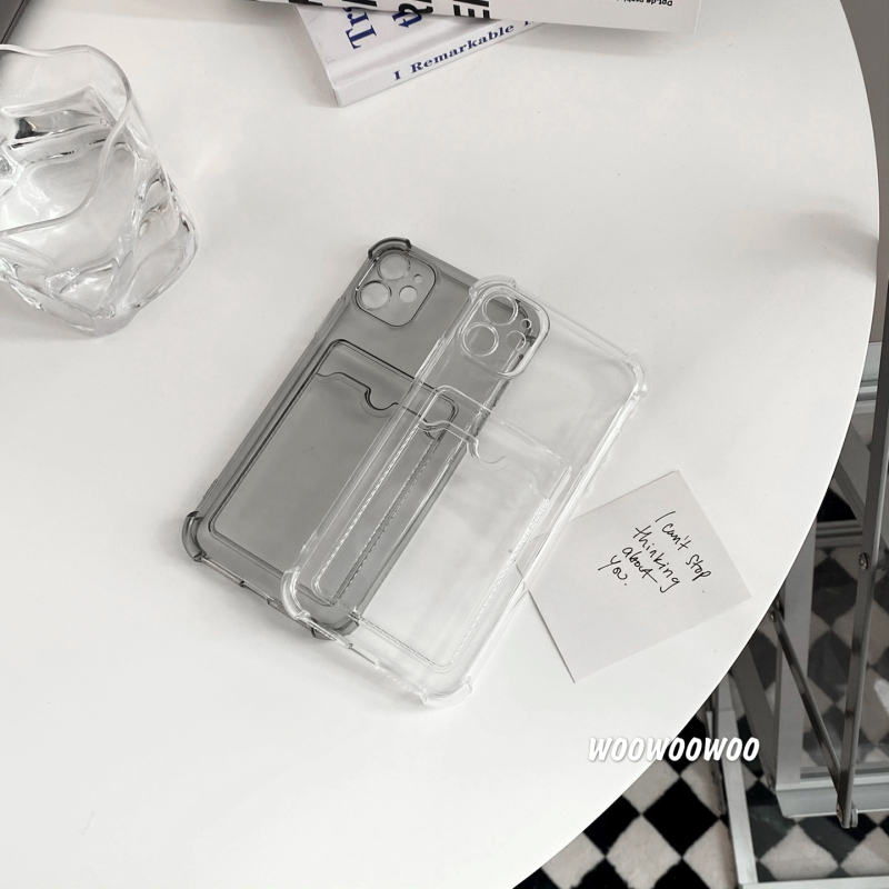 Carcasă transparentă cu buzunar pentru carduri pentru iPhone X/11/12/13/14 seria, TPU, anti-cadere, suport personalizare