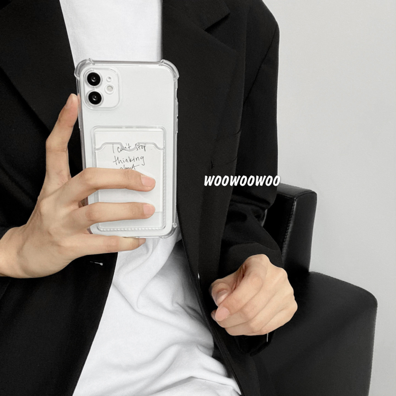 Carcasă transparentă cu buzunar pentru carduri pentru iPhone X/11/12/13/14 seria, TPU, anti-cadere, suport personalizare