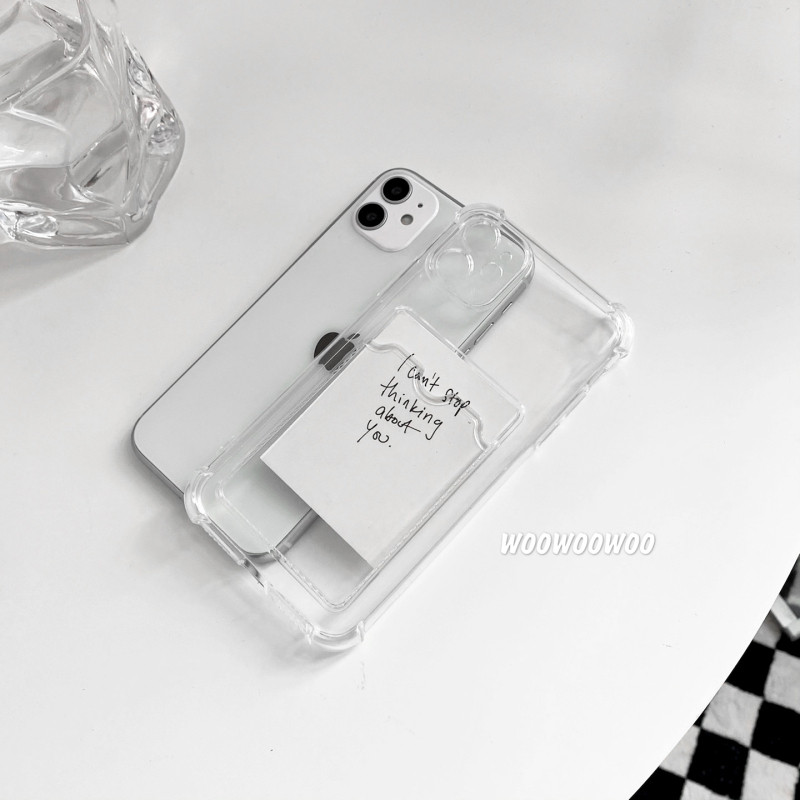 Carcasă transparentă cu buzunar pentru carduri pentru iPhone X/11/12/13/14 seria, TPU, anti-cadere, suport personalizare