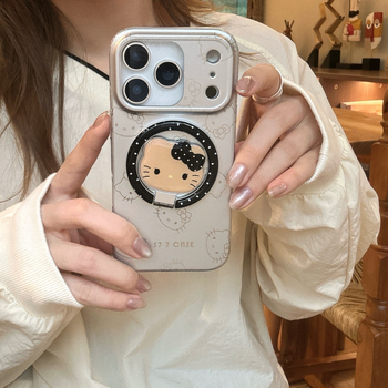 Youkeke husă de telefon cu design de pisică electroplatinat, magnetică, TPU+PC, stil desen animat/drăguț, protecție anti-cădere