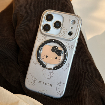 Youkeke husă de telefon cu design de pisică electroplatinat, magnetică, TPU+PC, stil desen animat/drăguț, protecție anti-cădere