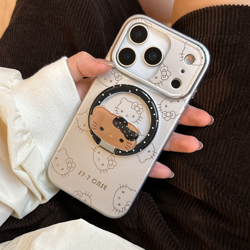 Youkeke husă de telefon cu design de pisică electroplatinat, magnetică, TPU+PC, stil desen animat/drăguț, protecție anti-cădere