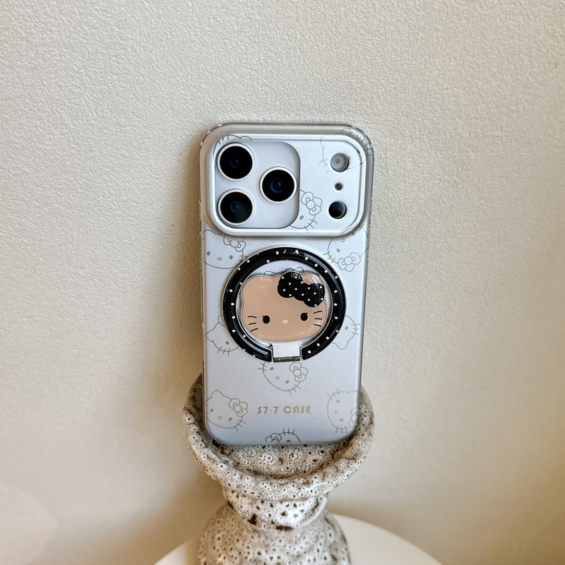 Youkeke husă de telefon cu design de pisică electroplatinat, magnetică, TPU+PC, stil desen animat/drăguț, protecție anti-cădere