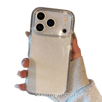 TPU кейс за iPhone 17 Pro Max с прозрачен глитър и съвместими модели iPhone
