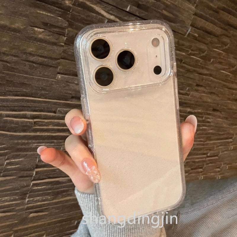 TPU кейс за iPhone 17 Pro Max с прозрачен глитър и съвместими модели iPhone