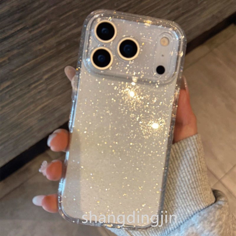 TPU кейс за iPhone 17 Pro Max с прозрачен глитър и съвместими модели iPhone