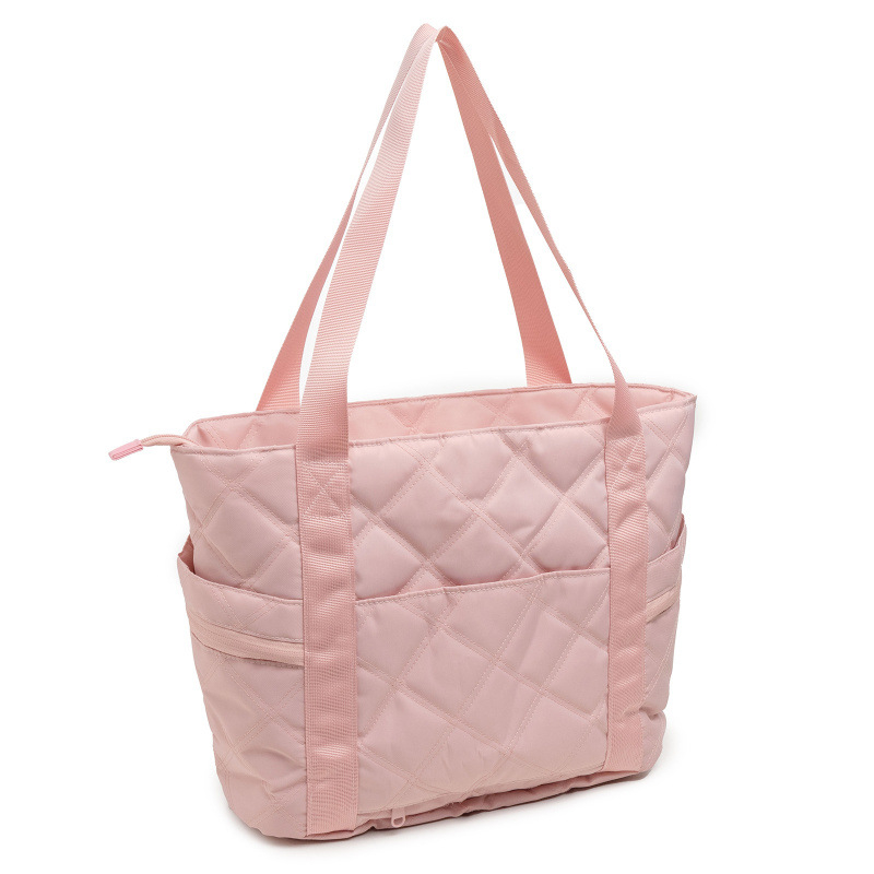 Női nylon tote táska – városi egyszerű stílus, vízszintes négyzet alakú forma, cipzáras nyitás, laminált belső rekesz, poliészter bélés