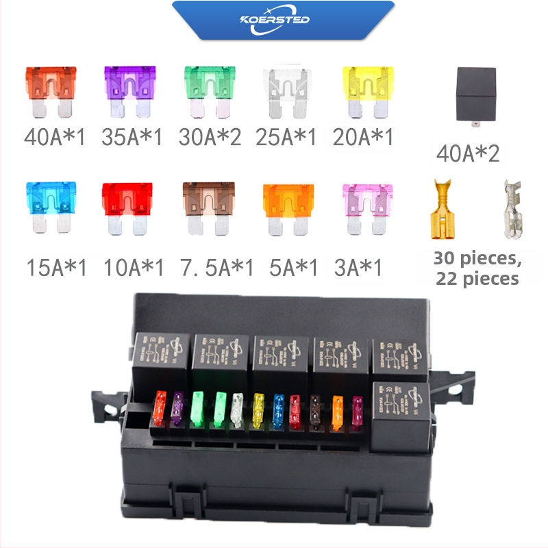 Koersted 11‑kanalų saugiklių blokas su 6 relėmis variklio skyriui