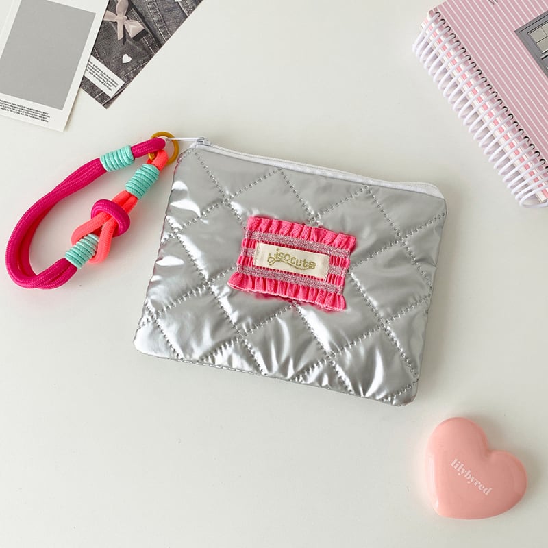 HISOCUTE kozmetikai táska masni-szíves mintával, nagy kapacitású clutch, poliészter anyag, cipzáras zárás, hordozható, uniszex