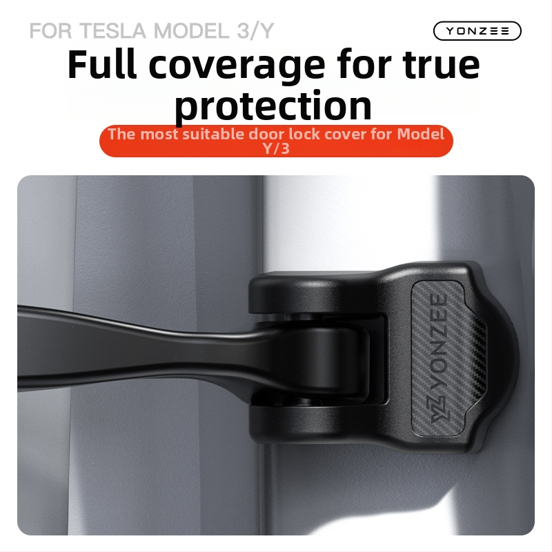 Kryt zámku dverí pre Tesla YL - PU materiál, Snap-on inštalácia, Vnútorný doplnok, Obnovený model 3/Y