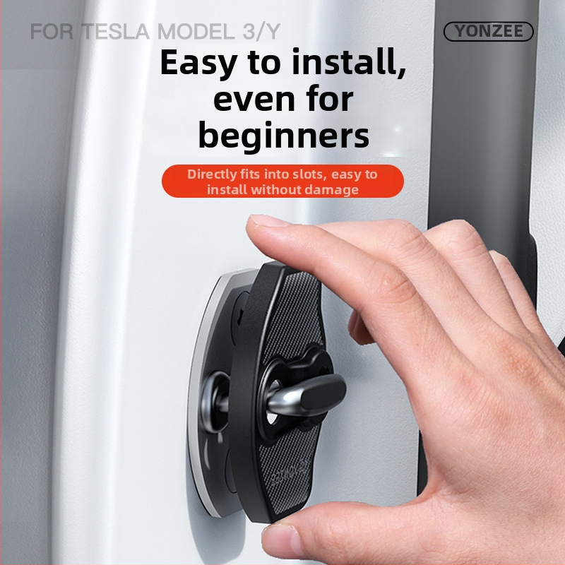 Kryt zámku dverí pre Tesla YL - PU materiál, Snap-on inštalácia, Vnútorný doplnok, Obnovený model 3/Y