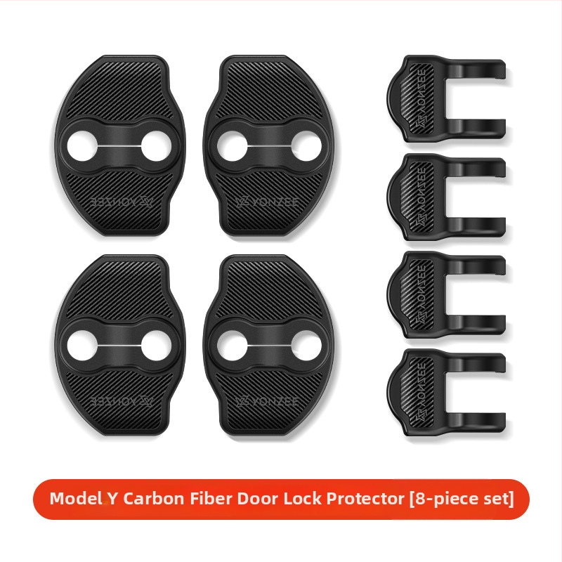 Kryt zámku dverí pre Tesla YL - PU materiál, Snap-on inštalácia, Vnútorný doplnok, Obnovený model 3/Y