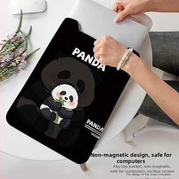 Geustos Flower Panda obal na notebook – vodotesný PU materiál, podšívka z polyesteru-bavlny, detský kreslený dizajn