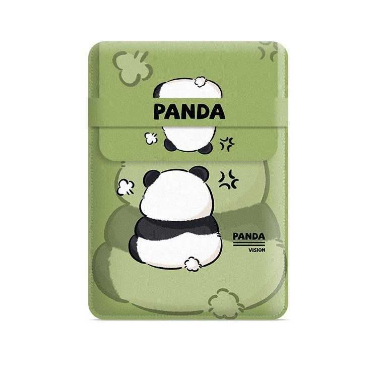 Geustos Flower Panda obal na notebook – vodotesný PU materiál, podšívka z polyesteru-bavlny, detský kreslený dizajn