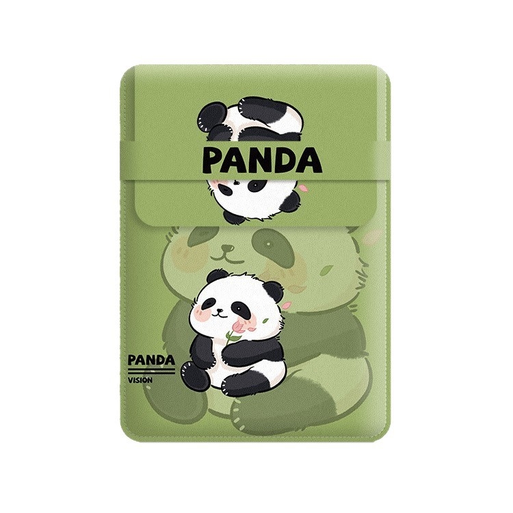 Geustos Flower Panda obal na notebook – vodotesný PU materiál, podšívka z polyesteru-bavlny, detský kreslený dizajn