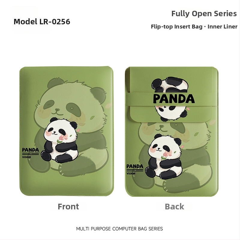 Geustos Flower Panda obal na notebook – vodotesný PU materiál, podšívka z polyesteru-bavlny, detský kreslený dizajn