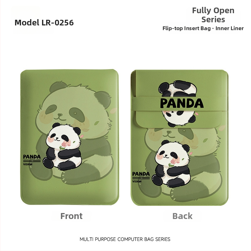 Geustos Flower Panda obal na notebook – vodotesný PU materiál, podšívka z polyesteru-bavlny, detský kreslený dizajn