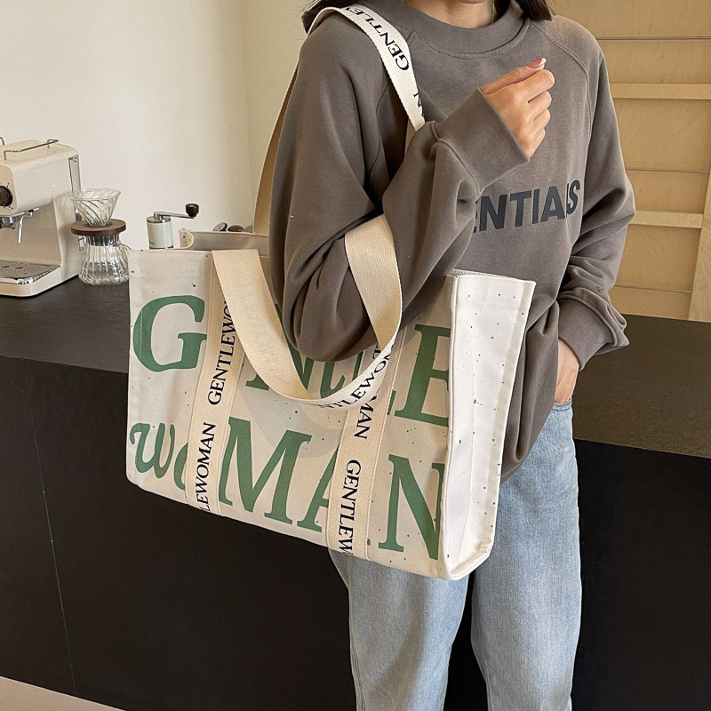 Dámska taška z plátna Tote, Veľká kapacita, Zapínanie na zips, Polyesterová podšívka, Vnútorná kapsa na telefón