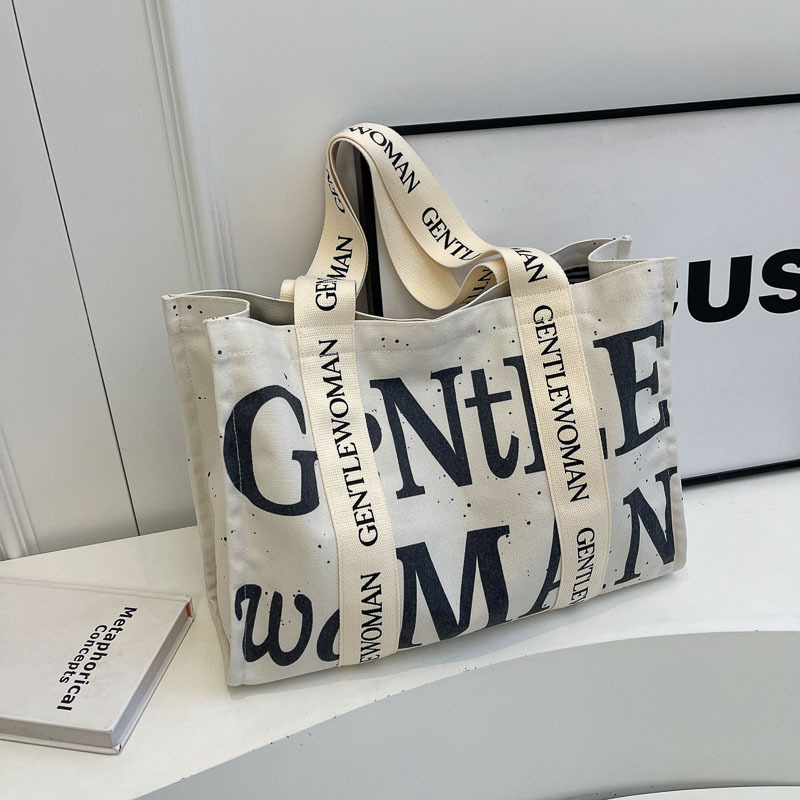 Dámska taška z plátna Tote, Veľká kapacita, Zapínanie na zips, Polyesterová podšívka, Vnútorná kapsa na telefón