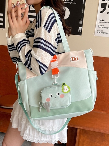 Dámska taška Tote – Svieži a jemný štýl, Oxford látka, vodorovný štvorcový tvar, zapínanie na zips