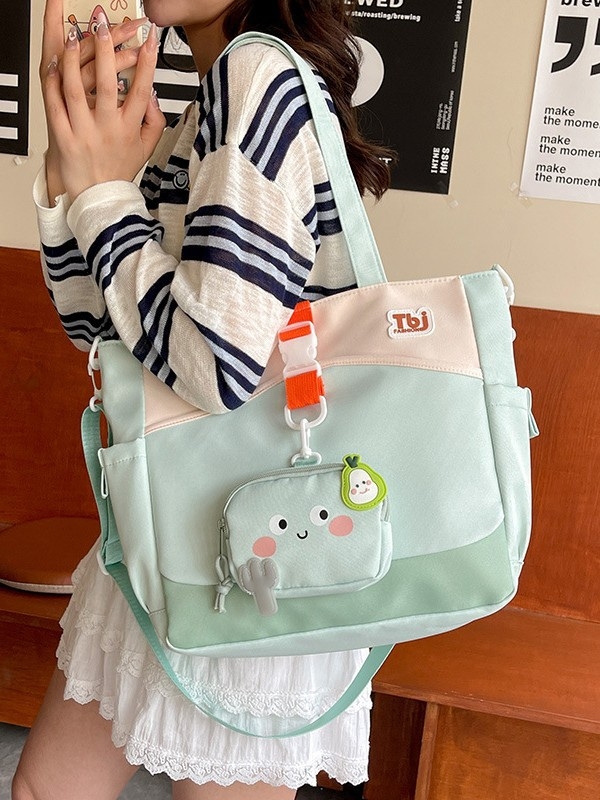 Dámska taška Tote – Svieži a jemný štýl, Oxford látka, vodorovný štvorcový tvar, zapínanie na zips