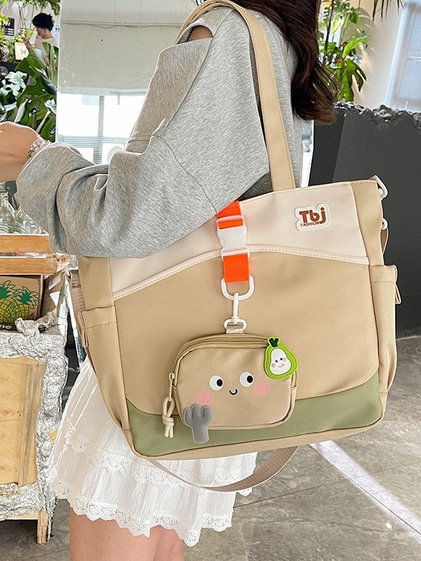 Dámska taška Tote – Svieži a jemný štýl, Oxford látka, vodorovný štvorcový tvar, zapínanie na zips