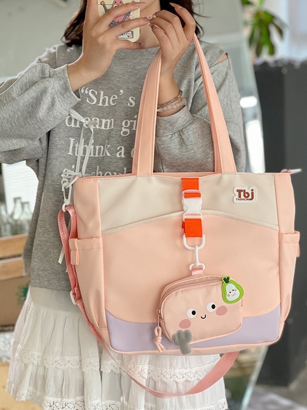 Dámska taška Tote – Svieži a jemný štýl, Oxford látka, vodorovný štvorcový tvar, zapínanie na zips