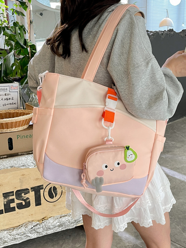 Dámska taška Tote – Svieži a jemný štýl, Oxford látka, vodorovný štvorcový tvar, zapínanie na zips