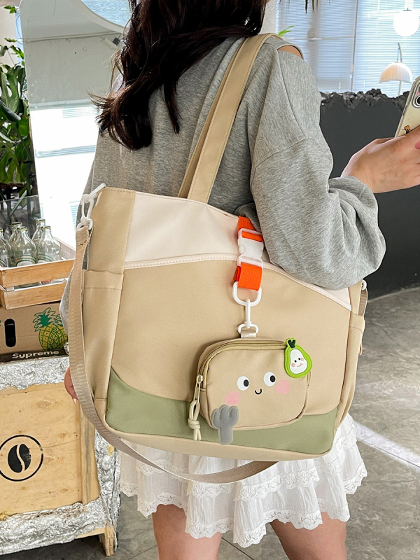 Dámska taška Tote – Svieži a jemný štýl, Oxford látka, vodorovný štvorcový tvar, zapínanie na zips