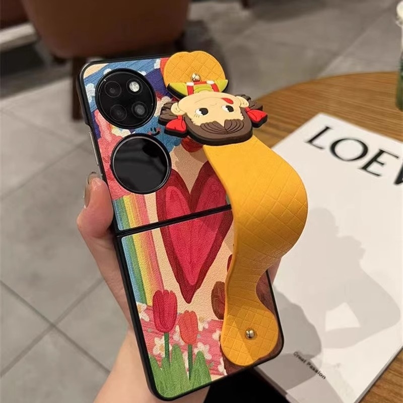 Θήκη Huawei Pocket2 με flip κάλυμμα, INS στιλ, τεχνητό δέρμα, χειροποιήτη ζωγραφική, προστασία από πτώσεις