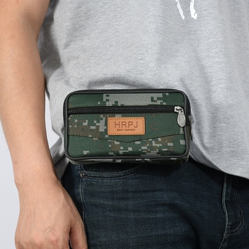 Muška torbica za pojas za telefon i kartice, otporna na habanje, višenamjenska, zatvaranje zipom, Oxford platno, horizontalni kvadratni oblik, svakodnevna upotreba, gradski minimalistički stil, proljeće 2025