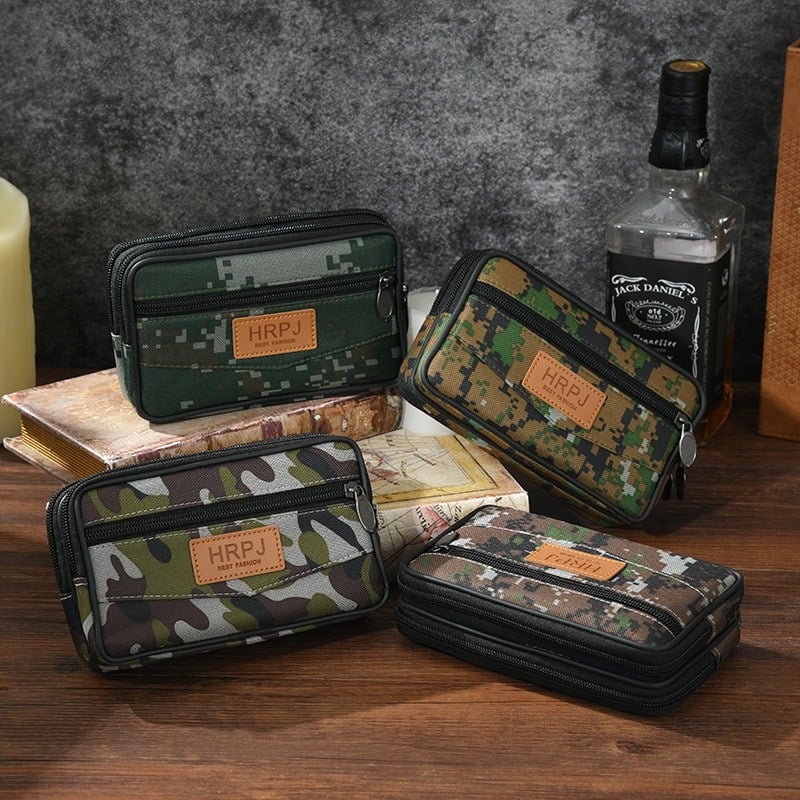 Muška torbica za pojas za telefon i kartice, otporna na habanje, višenamjenska, zatvaranje zipom, Oxford platno, horizontalni kvadratni oblik, svakodnevna upotreba, gradski minimalistički stil, proljeće 2025