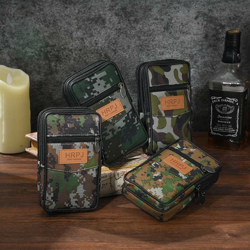 Muška torbica za pojas za telefon i kartice, otporna na habanje, višenamjenska, zatvaranje zipom, Oxford platno, horizontalni kvadratni oblik, svakodnevna upotreba, gradski minimalistički stil, proljeće 2025