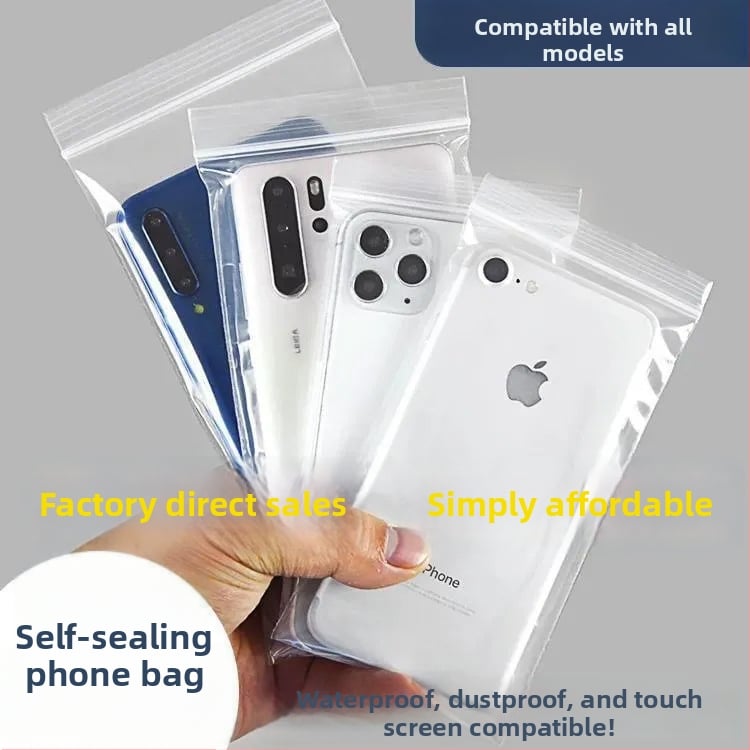 Stipri užsidarančios kišenės mobiliajam telefonui – atsparios vandeniui ir dulkėms, suderinta su jutikliniu ekranu, PE, uždarymo ilgis 1–1,5 cm